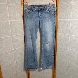 Silver Jeans Women's Bootcut Flare Denim Jeans Light Wash Distressed Size 4